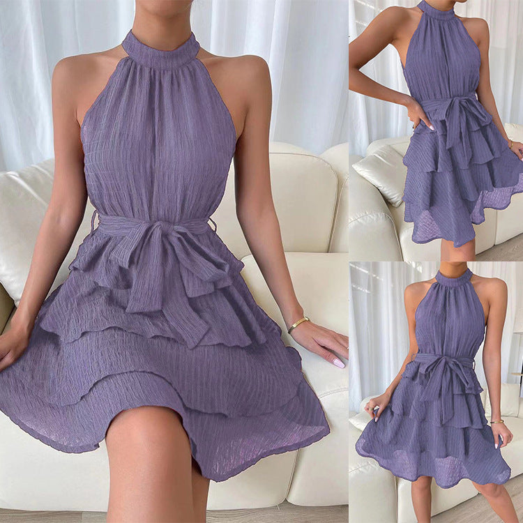 Women's Halterneck Dresses Sleeveless Ruffle Dress - Image 7
