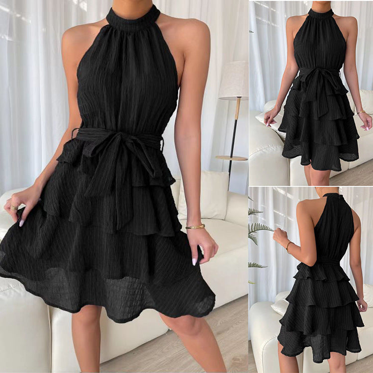 Women's Halterneck Dresses Sleeveless Ruffle Dress - Image 6