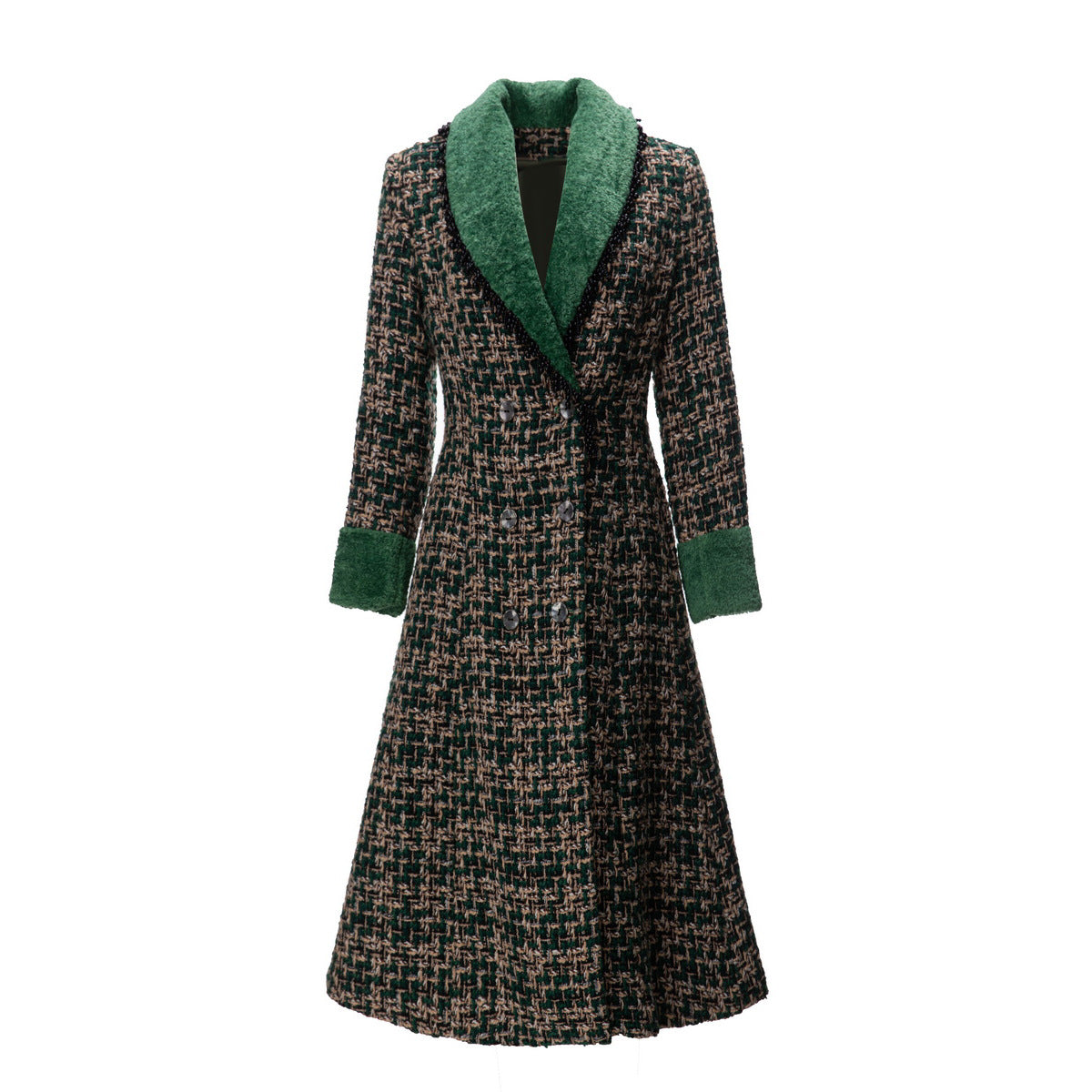 Extended Three Double Breasted Woolen Coat Outerwear - Image 8