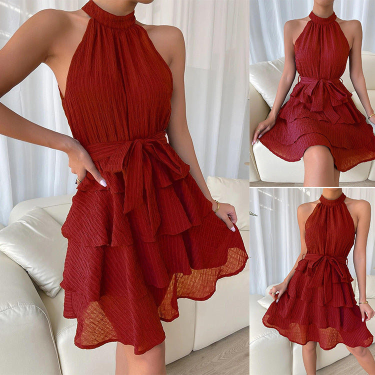 Women's Halterneck Dresses Sleeveless Ruffle Dress - Image 4